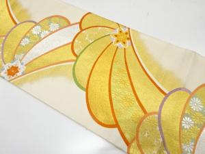 捻じり花に菊模様織り出し　袋帯